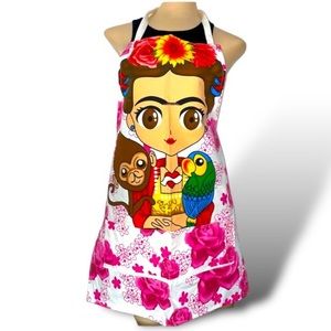 Frida Khalo Kitchen Apron Fridita Mandil Playful handmade  Adult Pocket garment*
